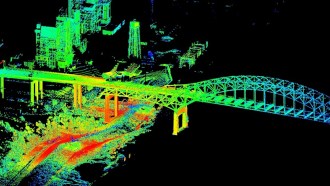 A 3-D lidar scan of the Interstate 510 bridge in New Orleans, La. The U.S. Geological Survey used lidar in parts of Louisiana, Mississippi and Alabama to map flooding after 2012’s Hurricane Isaac.