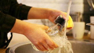 washing dishes