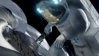 illustration of astronaut sampling an asteroid