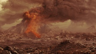 Flashes of infrared light detected by the Venus Express spacecraft could be signs of active volcanoes (illustrated) on Venus.