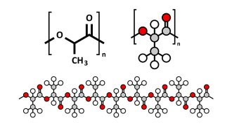 molecular structure of polylactic acid, a polymer