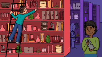 an illustratiion showing a 'library