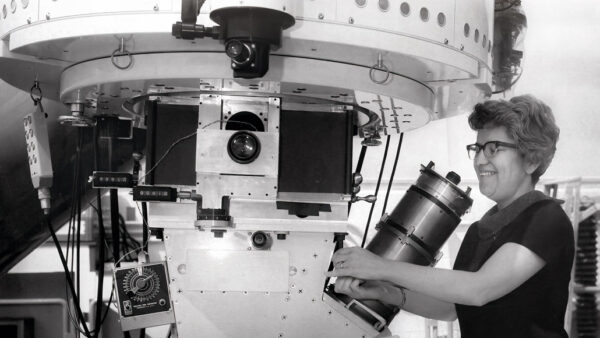 a black and white photo of Vera Rubin